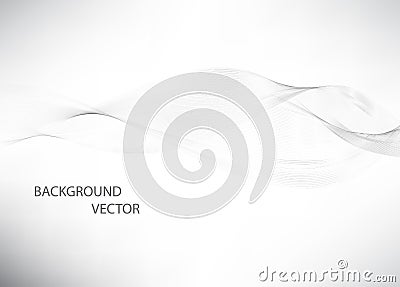 Abstract smooth gray wave vector. Curve flow grey motion illustration. Gray smoke. Business wave background. Vector Illustration
