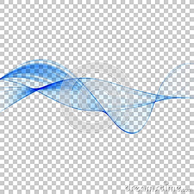 Abstract smooth wave color vector.Flow curve of the blue wave.Vector lines. Vector Illustration