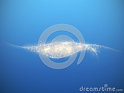 Abstract smooth wave with glow isolated on blue background. Vector Illustration