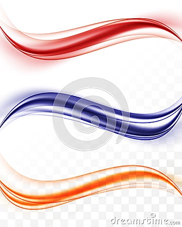 Abstract smooth waves collection Vector Illustration