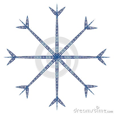 Abstract snowflake dashed patterned lines patterned in trendy wintry hues blue. Icon. Isolate Vector Illustration