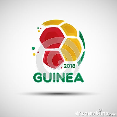 Abstract soccer ball with Guinean national flag colors Vector Illustration