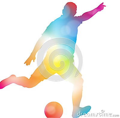 Abstract Soccer Player Scoring in Beautiful Summer Haze. Vector Illustration