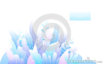 Abstract soft blue gradient colored leaves twigs texture Vector Illustration