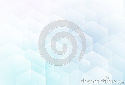 Abstract soft blue and white hexagon geometric shape background. Modern simple overlay hexagons pattern. Transparent geometric. Vector Illustration