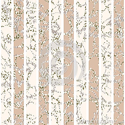 Abstract softness striped vector seamless pattern. Beige and cream stripes with spotted contours like animal skin Vector Illustration