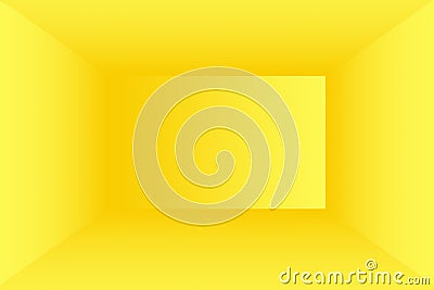Abstract solid of shining yellow gradient studio wall room background. Stock Photo