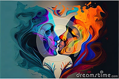 abstract souls of lovers, the concept of love and passion in a couple, family and values. holiday 14 february Stock Photo