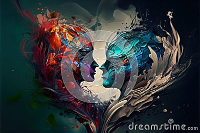 abstract souls of lovers, the concept of love and passion in a couple, family and values. holiday 14 february Stock Photo