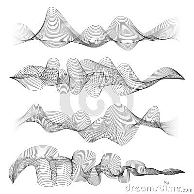 Abstract sound waves isolated on white background. Digital music signal soundwave shapes vector illustration Vector Illustration