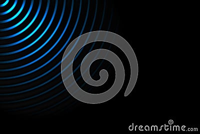 Abstract sound waves oscillating light blue on black background Stock Photo