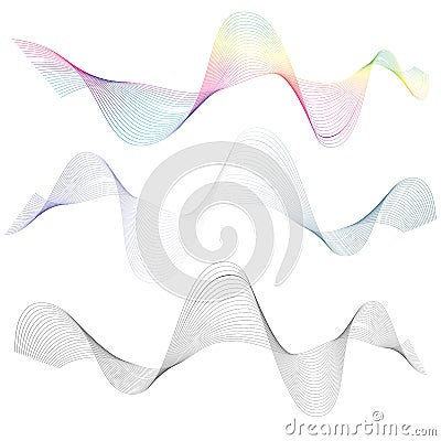Abstract soundwave smooth curved lines Design element Technological background with a line in the wave form Stylization Vector Illustration