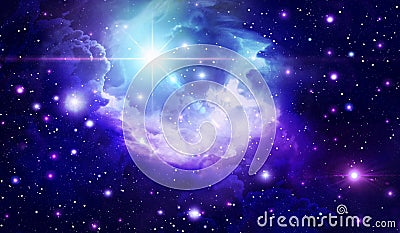 Abstract space background, Astronomy, background, black, blue, bright, clouds, space, galaxy, infinity, light, nebula , night, Cartoon Illustration