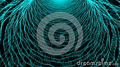 Abstract space background, geometry surfaces, lines and points. Abstract tunnel grid Stock Photo