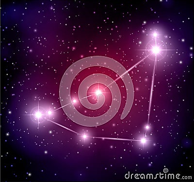 Abstract space background with stars and capricorn constellation Vector Illustration