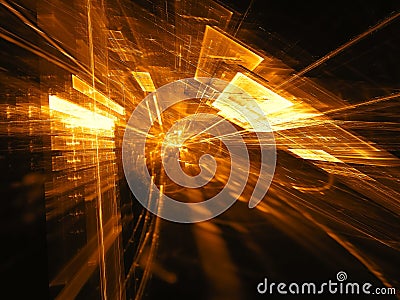 Abstract golden space background - digitally generated image Cartoon Illustration