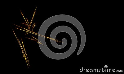 Abstract sparks, fireworks or bunch of golden glowing lines on black. Stock Photo