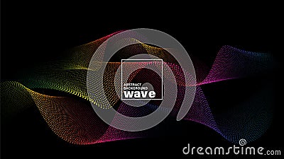 Abstract spectrum wave shape on black background. Minimal futuristic backdrop Vector Illustration