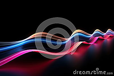 Abstract Speed light trails effect path, fast moving neon futuristic technology background, future virtual reality, motion effect Stock Photo