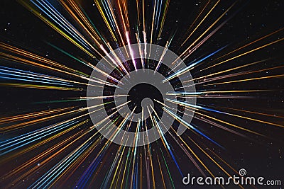 Abstract speed lines motion, with stars background, space travel, time travel concept Stock Photo