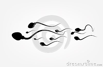 Abstract sperm icon, sperm icon and sperm vector that runs towards the egg. On a white background, competition concept Vector Illustration