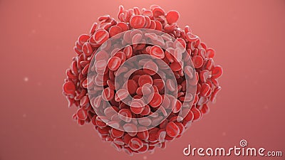 Abstract sphere from a blood clot cells background. Scientific and medical microbiological concept. Enrichment with Cartoon Illustration