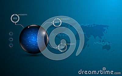 Abstract sphere circuit texture innovation tech background design Vector Illustration