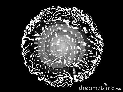 Abstract sphere of noise points array. Grid vector illustration. Cartoon Illustration