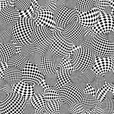 Abstract spheres background. Black and white. Vector Illustration