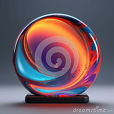 Abstract spherical glass orb, modern 3d wallpaper Cartoon Illustration