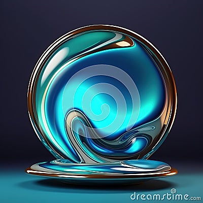 Abstract spherical glass orb, modern 3d wallpaper Cartoon Illustration