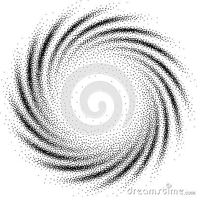 Abstract spiral background. Black and white halftone stipple dots pattern Vector Illustration