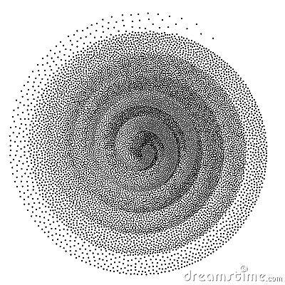 Abstract spiral background. Black and white halftone stipple dots pattern Vector Illustration