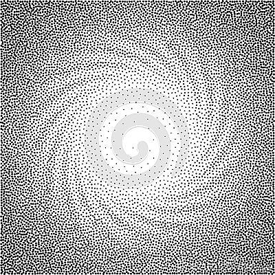 Abstract spiral background. Black and white halftone stipple dots pattern Vector Illustration