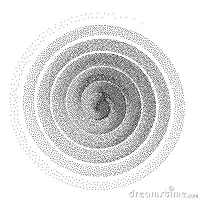 Abstract spiral background. Black and white halftone stipple dots pattern Vector Illustration