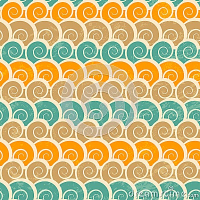 Abstract spiral beach seamless pattern with grunge effect Vector Illustration