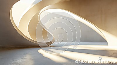 Abstract spiral casting elongated shadows, bold and dynamic design. Light shadow 3d pattern Stock Photo