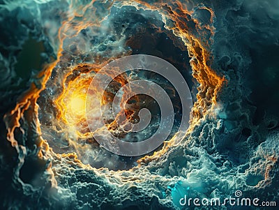 Abstract Spiral of Clouds A Whirlwind of Mystery and Innovation, Unveiling Intriguing Concepts Through Shapes and Colors, A Visual Stock Photo