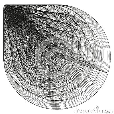 Abstract spiral lines. Overlapping black circles. Geometric curved pattern. Vector composition. Vector Illustration