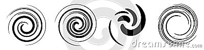 Abstract spiral, swirl, twirl design element. Curlicue, rotating shape. Volute, vortex, helix element Vector Illustration