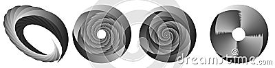 Abstract spiral, swirl, twirl design element. Curlicue, rotating shape. Volute, vortex, helix element Vector Illustration