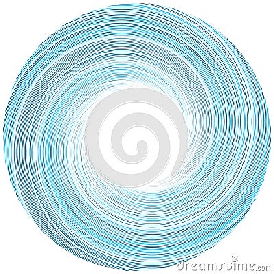 Abstract spiral, twist. Radial swirl, twirl curvy, wavy lines element. Circular, concentric loop pattern. Revolve, whirl design. Vector Illustration