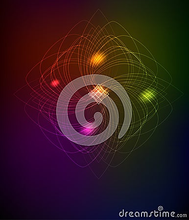 Abstract spirograph pattern. Neon spirograph abstract element on a black background Vector Illustration