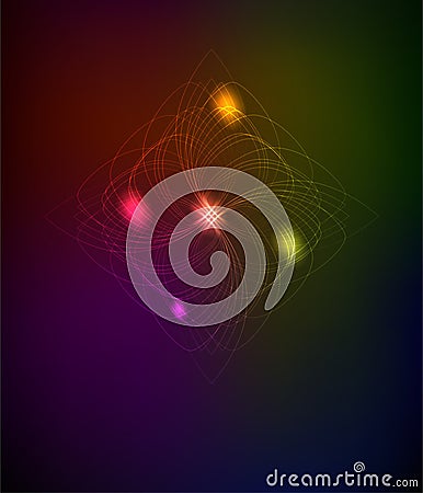 Abstract spirograph pattern. Neon spirograph abstract element on a black background Vector Illustration
