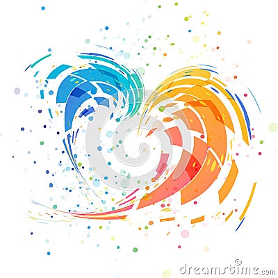 Abstract splash colorful heart Vector Illustration