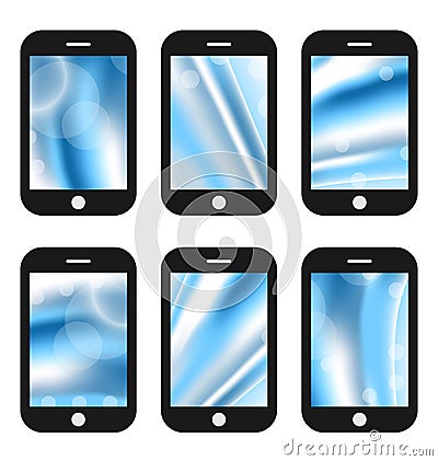Abstract splash screens for mobile phones app with different wave backgrounds Vector Illustration