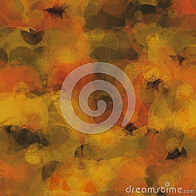 Abstract splashed autumn colors background with stars and hearts Stock Photo
