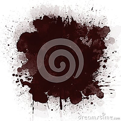 Abstract splats splashes and blobs of black ink paint Stock Photo