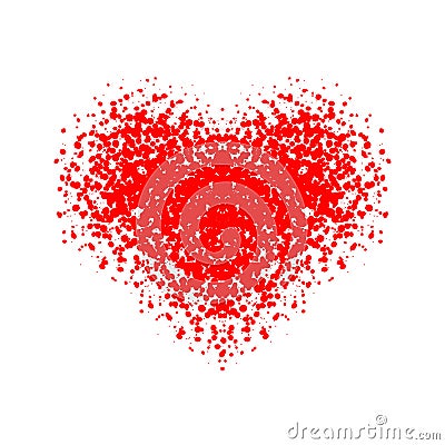 Abstract Splattered heart shape icon symbol. Art style valentines day or wedding heart shape Vector Illustration
