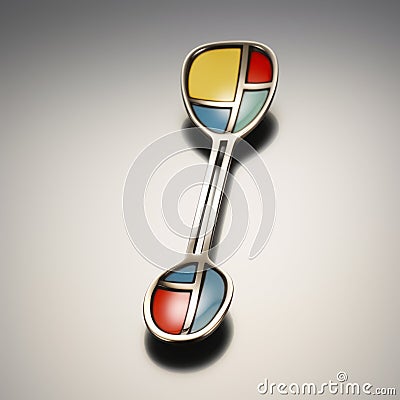 Abstract Spoon With Colorful Stripes: Modern Sculptural Geometric Design Stock Photo